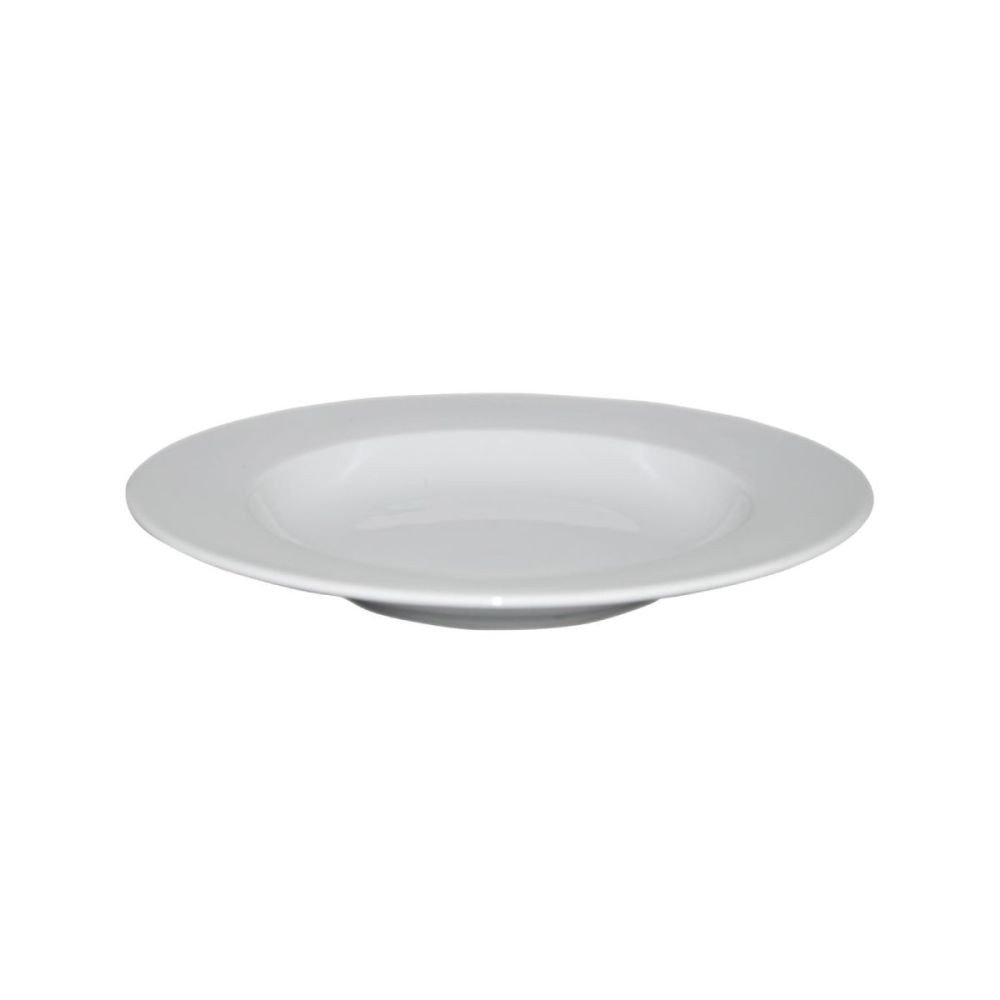 Bord Diep brede rand wit 23 cm.