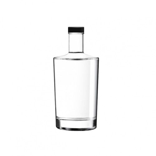 Fles Neos 0,35 liter met zwarte dop. transparant en met optie tot bedrukken of graveren