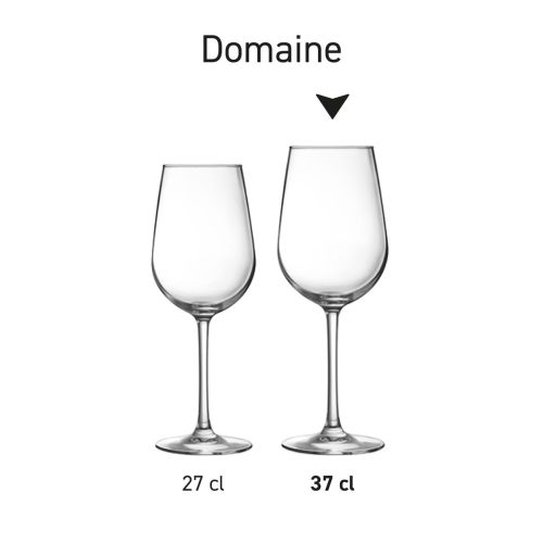 Serieoverzicht van Domaine wijnglazen gepresenteerd naast elkaar.