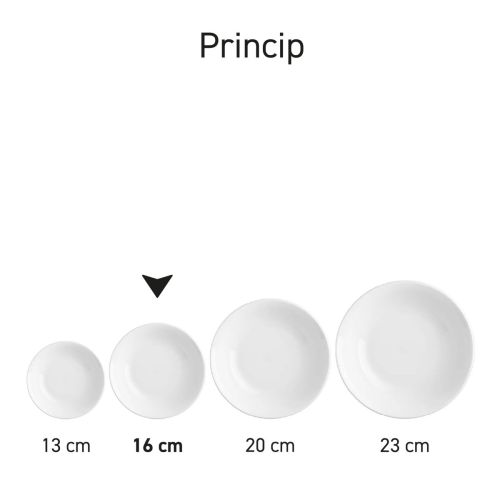 Overzicht van verschillende Princip schalen 16 cm porselein als complete collectie.