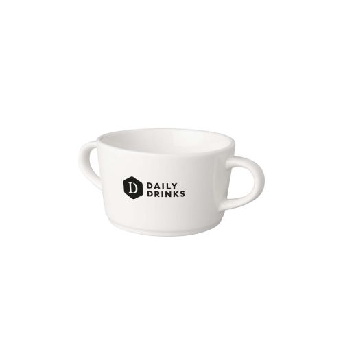 Soepkop wit Budgetline Neo 30 cl porselein met DailyDrinks-logo in één kleur op de voorzijde.