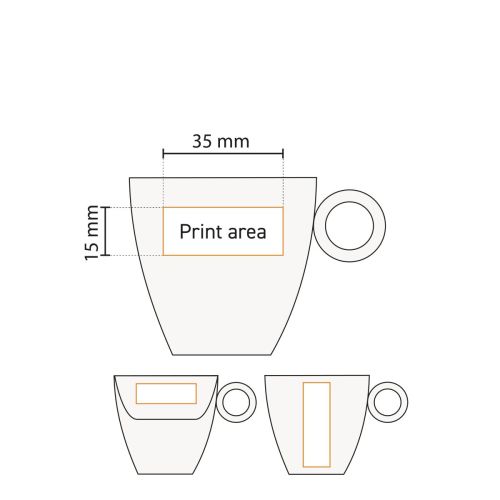 Gedetailleerde werktekening met drukgebied voor Bart Espresso 6,5 cl SET.