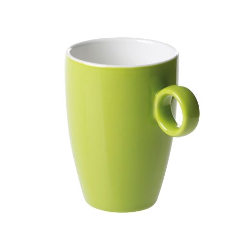 Groen-Witte Bart mok van 23 cl. van porselein in vooraanzicht, met glad oppervlak en rechte oorvorm.
