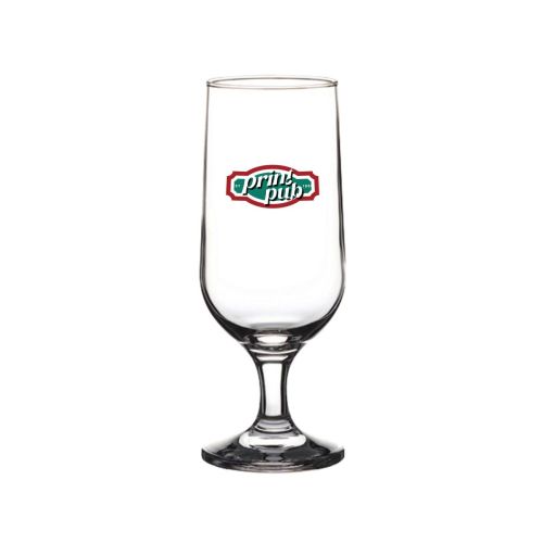 Voorzijde van Capri bierglas 35 cl.. bedrukt met meerkleurig PrintPub-logo op glasoppervlak.
