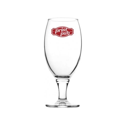 Bierglas Cheers 32,5 cl. met een enkelkleurig PrintPub-logo op de voorzijde bedrukt.