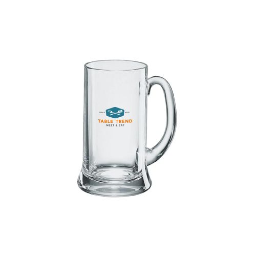 Glasheldere bierpul Icon 25 cl met meer kleurig TableTrend-logo op voorzijde bedrukt.