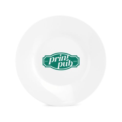 Basic bord 20 cm porselein met PrintPub-logo in één kleur, gecentreerd op het oppervlak.