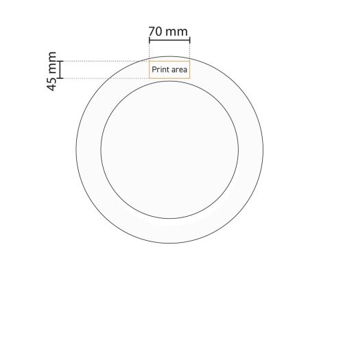 Technische werktekening van het drukgebied op het Princip bord 28 cm voor logo-plaatsing.