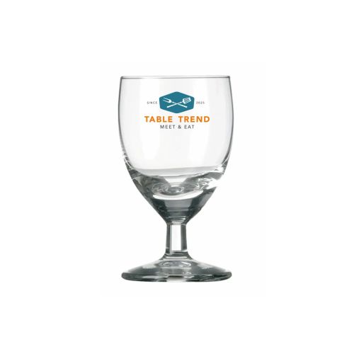 Gilde borrelglas 6 cl. met meerkleurig TableTrend-logo op voorzijde, gedrukt op helder glas.