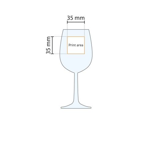 Drukgebied met maatverdeling op Bouquet champagneflute 17 cl. in technische tekening.