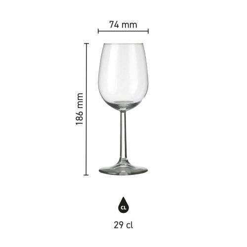Infographic van glasafmetingen van het Bouquet wijnglas 29 cl.