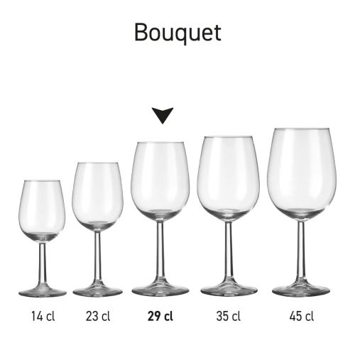 Overzicht van meerdere Bouquet wijnglazen in serie getoond als productvariatie.
