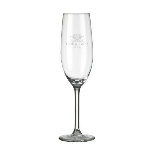 Gravure van CorkColor-logo op het vooraanzicht van de Esprit champagneflute 21 cl.