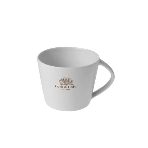 Porseleinen espresso kopje 10 cl. met éénkleurig CorkColor-logo op de voorkant.