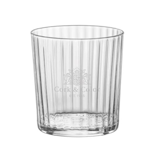 Exclusiva Tumbler glas 35,5 cl met gegraveerd CorkColor-logo op de voorkant.