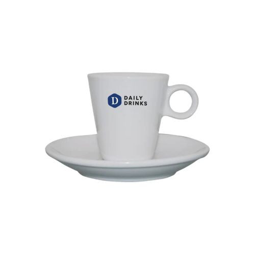 Lukas espresso wit 7.5 cl uit SET met meerkleurig DailyDrinks-logo op de voorkant.