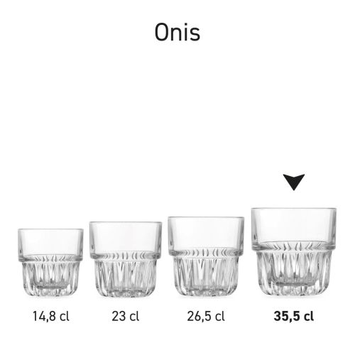 Set van Tumbler Onis Everest glazen in serieopstelling, geschikt voor horeca en events.